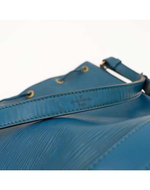 Sac en cuir Noé Épi bleu - 27.5 x 36 x 20 cm