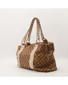 Bolso de piel de bambú marrón claro - Buen estado - 39x28x14 cm