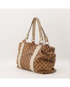 Bolso de piel de bambú marrón claro - Buen estado - 39x28x14 cm