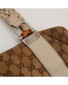 Bolso de piel de bambú marrón claro - Buen estado - 39x28x14 cm