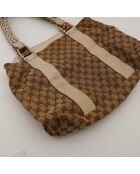 Bolso de piel de bambú marrón claro - Buen estado - 39x28x14 cm