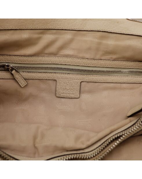 Bolso de piel de bambú marrón claro - Buen estado - 39x28x14 cm
