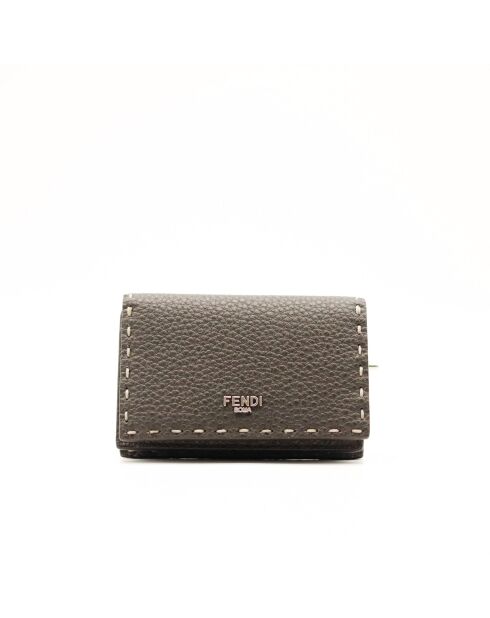 Porte-cartes en cuir Selleria gris