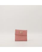 Portafoglio in pelle rosa - Buone condizioni - 10,5x10,5x2 cm