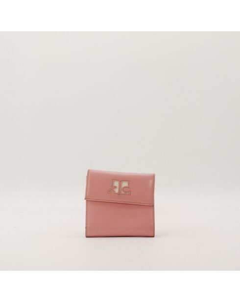 Portefeuille en cuir rose - 10.5 x 10.5 x 2 cm