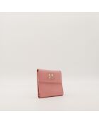 Portafoglio in pelle rosa - Buone condizioni - 10,5x10,5x2 cm