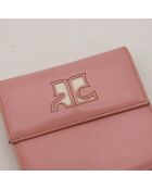 Portafoglio in pelle rosa - Buone condizioni - 10,5x10,5x2 cm