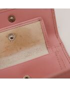 Portafoglio in pelle rosa - Buone condizioni - 10,5x10,5x2 cm