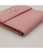 Portafoglio in pelle rosa - Buone condizioni - 10,5x10,5x2 cm