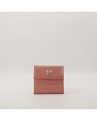 Portafoglio in pelle rosa - Buone condizioni - 11x10x2 cm