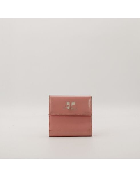 Portefeuille en cuir rose - 11 x 10 x 2 cm