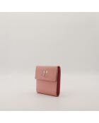 Portafoglio in pelle rosa - Buone condizioni - 11x10x2 cm