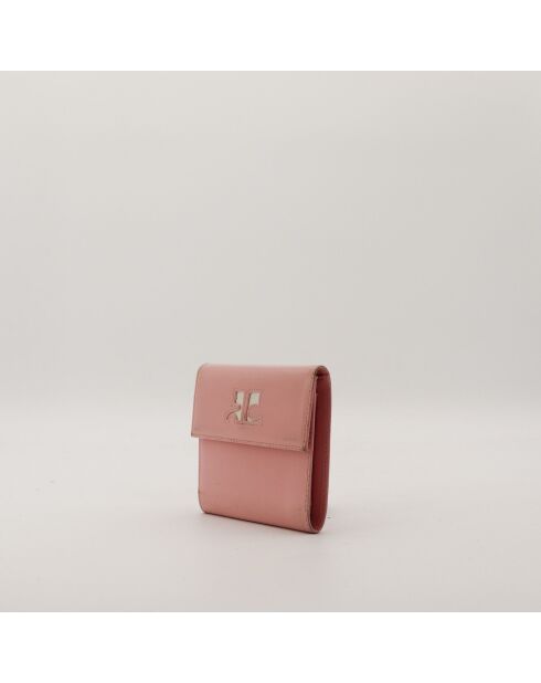 Portefeuille en cuir rose - 11 x 10 x 2 cm