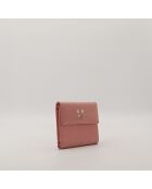Portafoglio in pelle rosa - Buone condizioni - 11x10x2 cm