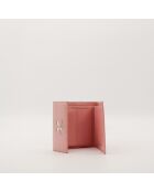 Portafoglio in pelle rosa - Buone condizioni - 11x10x2 cm