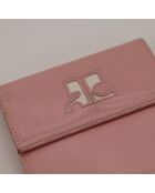 Portafoglio in pelle rosa - Buone condizioni - 11x10x2 cm