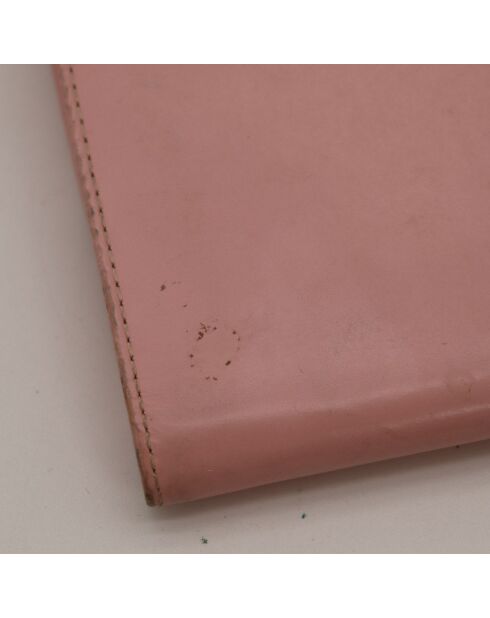 Portafoglio in pelle rosa - Buone condizioni - 11x10x2 cm