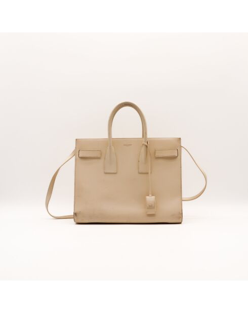Sac de Jour en cuir beige - 32 x 25.5 x 15.5 cm