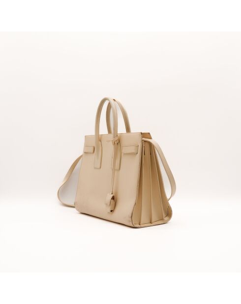 Sac de Jour en cuir beige - 32 x 25.5 x 15.5 cm