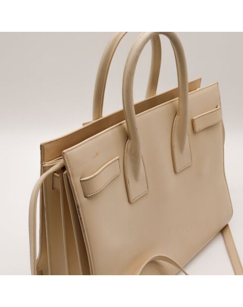 Sac de Jour en cuir beige - 32 x 25.5 x 15.5 cm