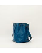 Sac en cuir Noé Épi bleu - 25 x 26 x 20 cm