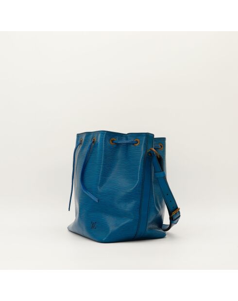 Sac en cuir Noé Épi bleu - 25 x 26 x 20 cm