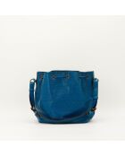 Sac en cuir Noé Épi bleu - 25 x 26 x 20 cm