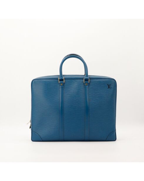 Porte-Documents en cuir Voyage Epi bleu - 41 x 30 x 8 cm