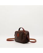 Borsa a tracolla in pelle macadam marrone scuro - Buone condizioni - 15x22x10 cm