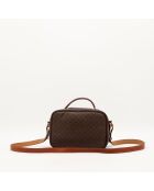 Borsa a tracolla in pelle macadam marrone scuro - Buone condizioni - 15x22x10 cm