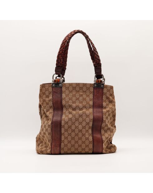 Tote bag en cuir beige - 35 x 38 x 16 cm