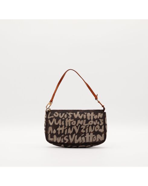 Pochette Accessoires Graffiti marron - 21 x 13 x 3.5 cm