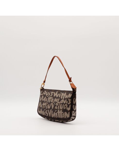 Pochette Accessoires Graffiti marron - 21 x 13 x 3.5 cm