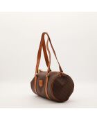 Bolso con forma de mariposa macadán marrón, en buen estado, 26 x 14 x 14 cm