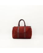 Sac en cuir Boston Suede bordeaux - 28 x 19 x 16 cm