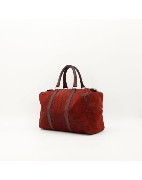 Sac en cuir Boston Suede bordeaux - 28 x 19 x 16 cm