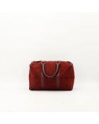 Sac en cuir Boston Suede bordeaux - 28 x 19 x 16 cm