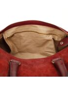 Sac en cuir Boston Suede bordeaux - 28 x 19 x 16 cm