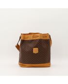 Borsa a secchiello in macadam marrone - Buone condizioni - 25x29x12cm