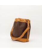 Borsa a secchiello in macadam marrone - Buone condizioni - 25x29x12cm