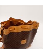 Borsa a secchiello in macadam marrone - Buone condizioni - 25x29x12cm