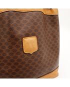 Borsa a secchiello in macadam marrone - Buone condizioni - 25x29x12cm