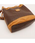 Borsa a secchiello in macadam marrone - Buone condizioni - 25x29x12cm