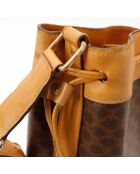 Borsa a secchiello in macadam marrone - Buone condizioni - 25x29x12cm