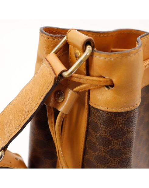 Borsa a secchiello in macadam marrone - Buone condizioni - 25x29x12cm