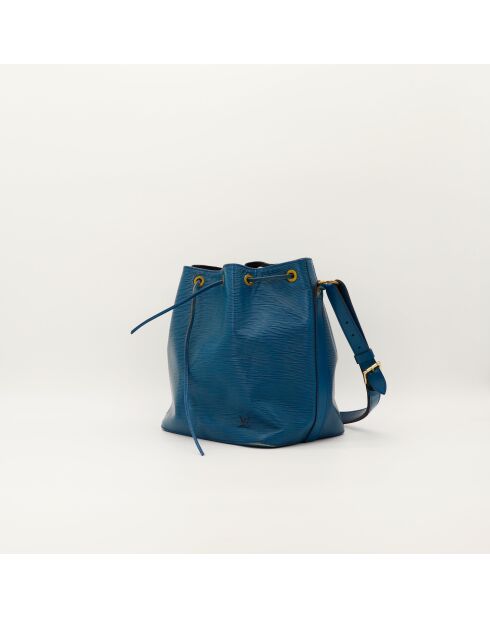Sac en cuir Petit Noé Épi bleu - 25 x 26 x 20 cm