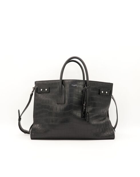 Sac de Jour en cuir Embossé Crocodile noir - 36 x 25 x 17 cm