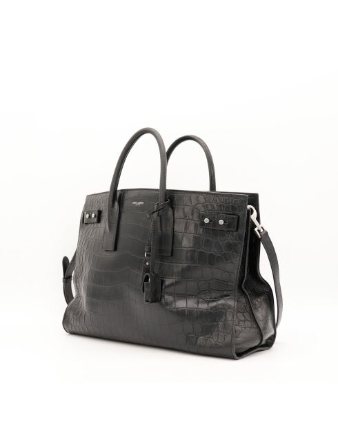 Sac de Jour en cuir Embossé Crocodile noir - 36 x 25 x 17 cm