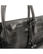 Sac de Jour en cuir Embossé Crocodile noir - 36 x 25 x 17 cm