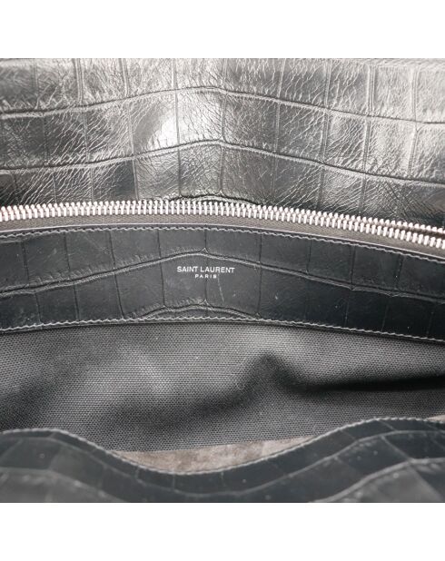 Sac de Jour en cuir Embossé Crocodile noir - 36 x 25 x 17 cm